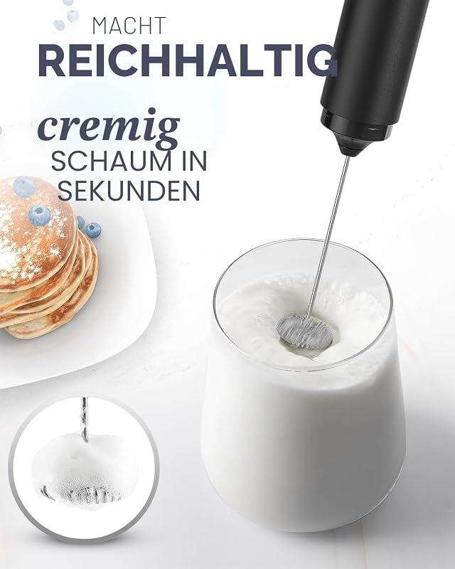 Elektrischer Milchaufschäumer, wiederaufladbar, tragbarer Mini-Mixer für Kaffee/Milchkaffee/Cappuccino/heiße Schokolade — Foto 3 von 7