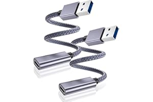 Elebase USB C Female to USB 3.0 Male Cable Adapter 0.65FT 2Pack,5Gbps Type A 3.1 Connector for MagSafe Charger,iPhone 16 15 1