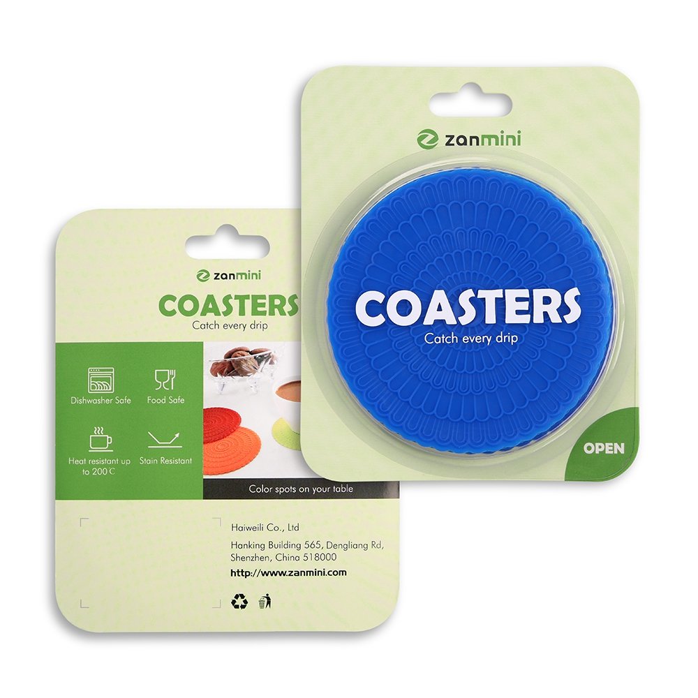 Zanmini Silicone Coasters Set, Floral Design Silicone Glass Coasters, 6pcs/Set, 4\