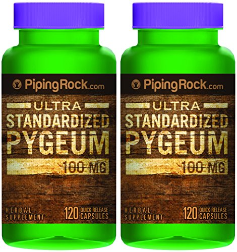 Piping Rock Ultra Standardized Pygeum 100 mg 2 Bottles x 120 Quick Release Capsules Herbal Supplement