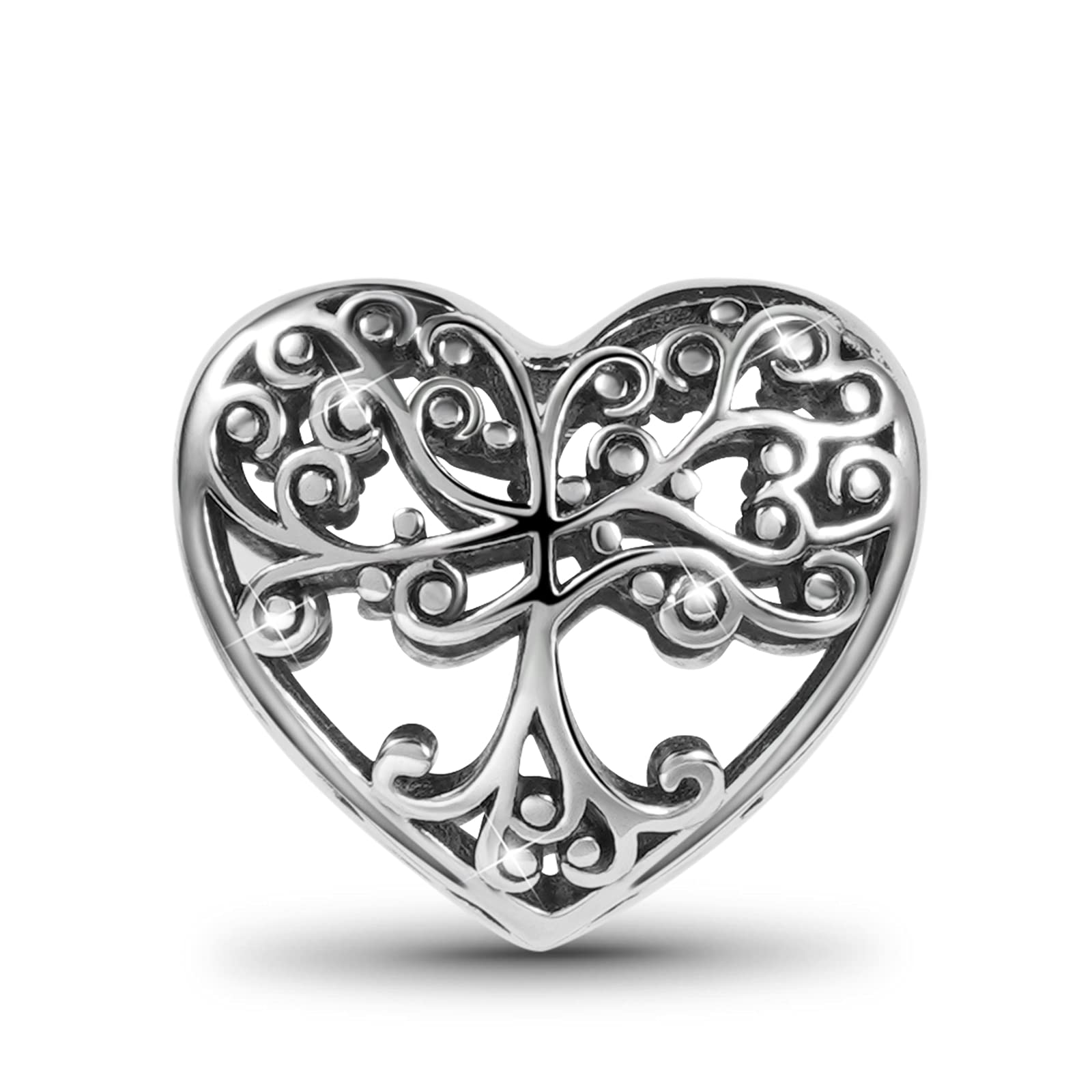 GNOCE Life Tree Charm Bead Sterling Silver Charm Fit Bracelet/Necklace for Women Girls Wife Daughter