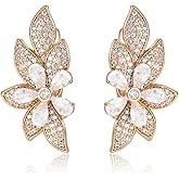 XUPING Crystal Flower Stud Earrings 18k Gold Plated Cubic Zirconia Hypoallergenic Floral Jewelry For Women