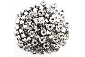STORMCUBE #6-32 Nylon Insert Hex Lock Nuts 100 Pack 304 Stainless Steel Self-Locking Nylon Lock Nuts Plain Finish for Industrial Construction Fasteners