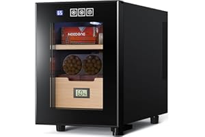 NEEDONE Humidor 16L with Cooling and Heating Temperature Control System, Electric Cabinet for 100 Counts with Digital Hygrometer, Made with Spanish Cedar Wood, Gift for Men, 2 Layers