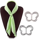 Kloud City Pack of 2 Stylish Butterfly Crystal Scarf Ring Scarf Slide Buckle Clip Wrap Holder Women Jewelry Accessory