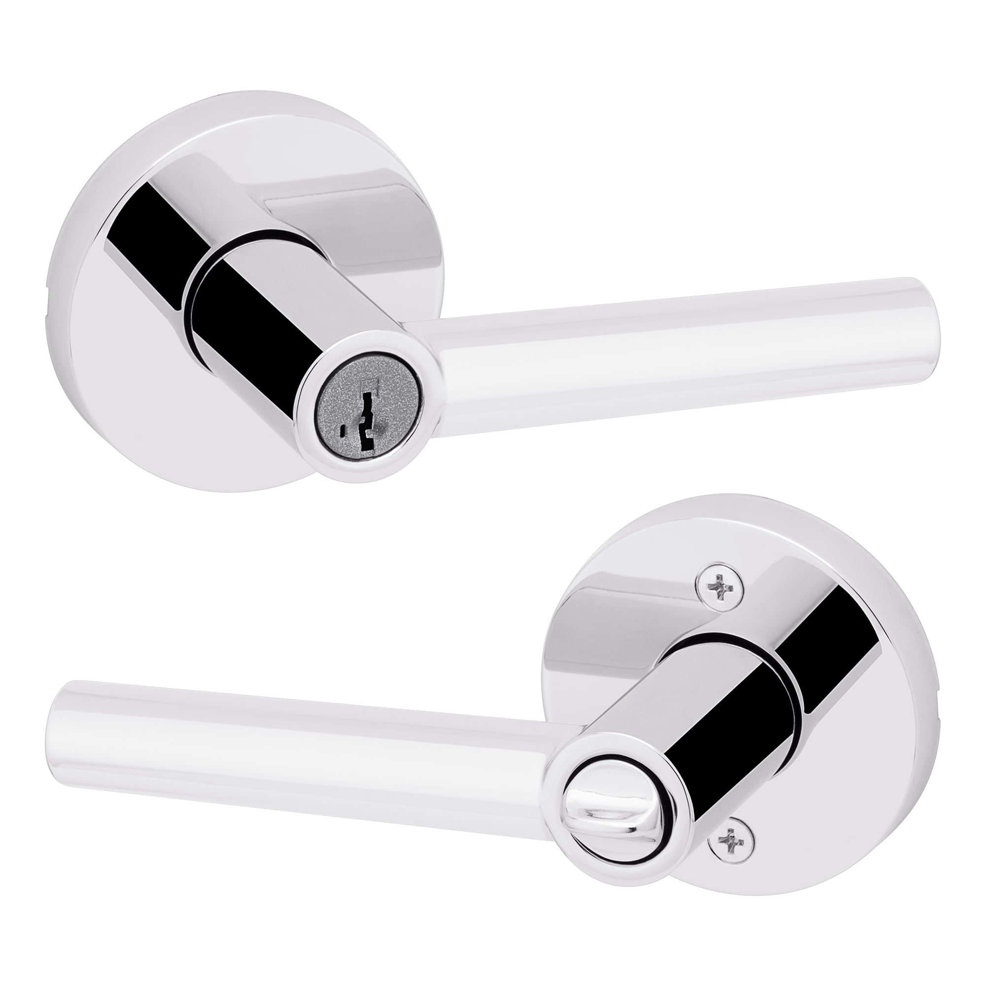 Photo 1 of Kwikset Milan Entry Door Handle with Lock and Key, Secure Keyed Reversible Lever Exterior, Doorlock, For Front Entrance and Bedrooms, Polished Chrome, Pick Resistant Smartkey Rekey Security