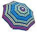 Rio Brands Paradise Awaits Palms Stripe Beach Umbrella with Sun Block, Blue Stripe