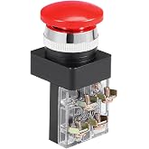 uxcell 25mm Mounting Hole Momentary Push Button Switch Red. DPST