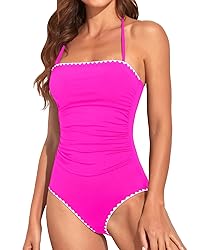 Holipick Women Hot Pink with White One Piece