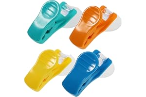 Parliky 4pcs Suction Cup Towel Holders Multifunctional Rotating Clips for Kitchen Bath Easy Release 4 Colors