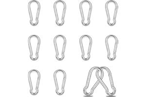AFROX 12PCS M4 Spring Snap Hook Carabiner, 1.57 Inch Small Carabiner Clip, Silver Heavy Duty Galvanized Steel Spring Clip, Quick Link Key Chain for Swing Hammock Gym Outdoor, 120LBS Holding Capacity