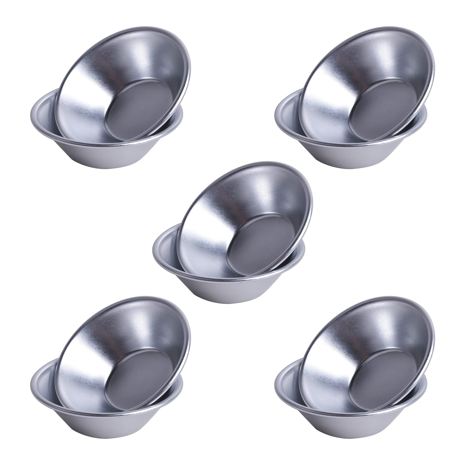 Set of 10 Muffin Cupcake Cups, Mini Pie Dishes Quiche Pie Tart Tins, Thicker Cake Cup Egg Tart Pudding Mould DIY Tools, Individual Round Pie Tins Non-Stick Coating Quiche Baking Moulds, Silver