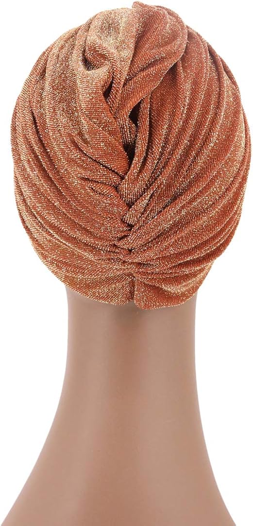 Surkat Unisex Shiny Metallic Turban Printed Sun Cap Hair Turban Hat Stretch Headwear Costume Accessory at  Women’s Clothing store