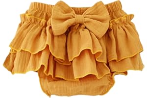 RUKOSU Baby Girls Bloomer Skirt Shorts Bowknot Cotton Gauze Ruffle Diaper Cover Shorts Briefs Cute Bloomers Underpants