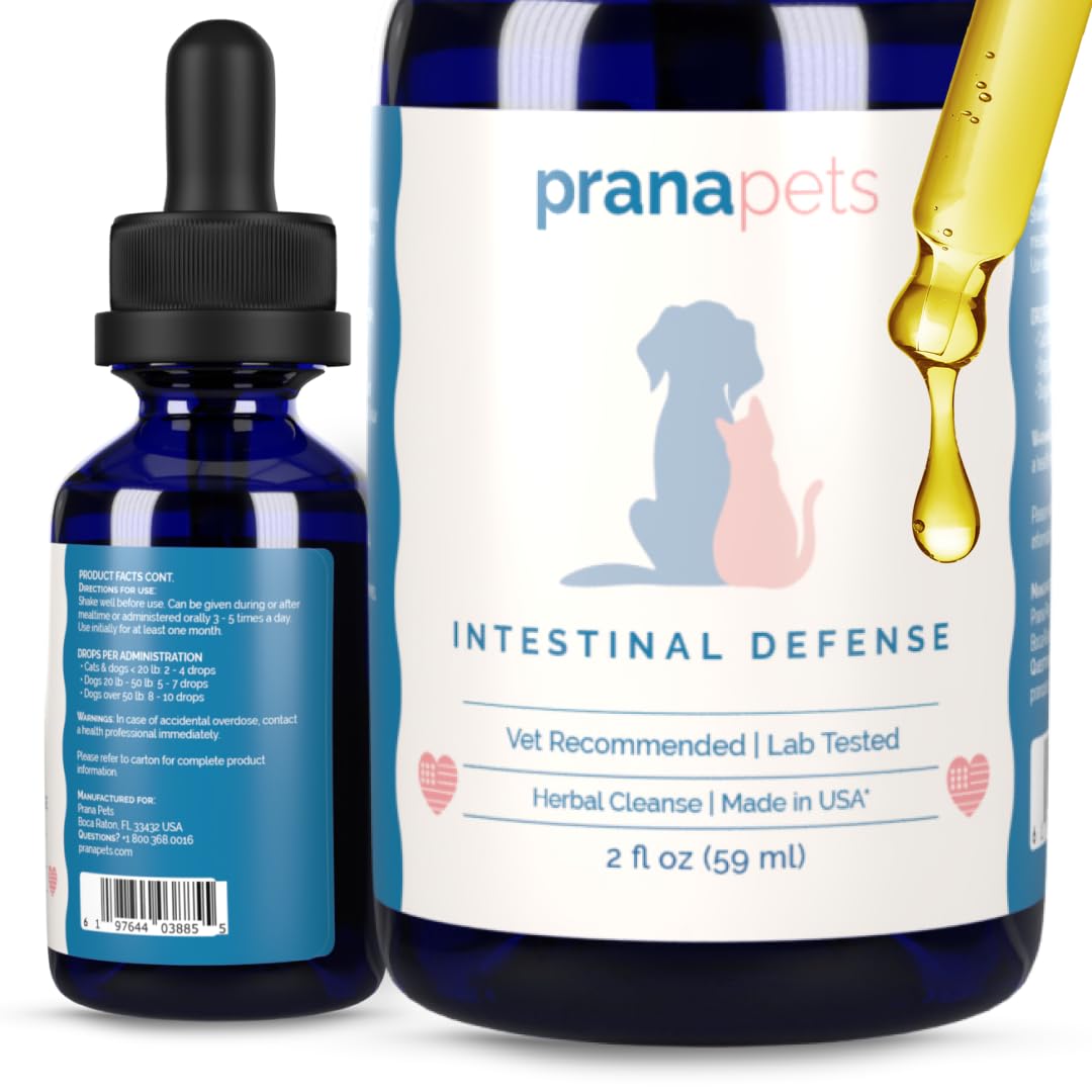 Prana Pets Intestinal Defense Supplement for Dogs & Cats | Naturally Helps Digestive Issues in Pets | Herbal Formula