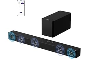 ULTIMEA 5.1CH Surround Sound Bar with Subwoofer, Dolby Atmos, VoiceMX, BassMX, APP, 300W Soundbar for Smart TV, Home Theater Surround Sound System for TV, BT 5.4, Poseidon M60 (2025 Model)