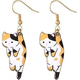 Lovely Cat Dangle Earrings, Various Cute Scruffing Cat Kitten Kitty Drop Earrings for Women Jewelry