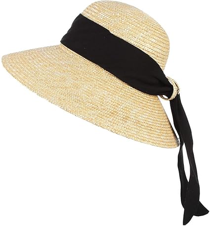 sun hat with black ribbon