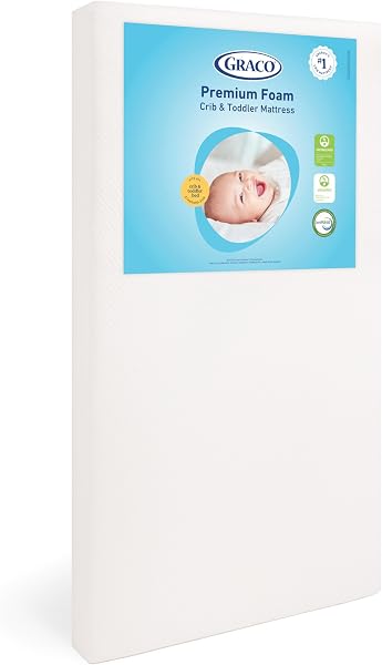 Graco Premium Foam Baby Crib & Toddler Bed Mattress | GREENGUARD Gold Certified, Waterproof, Machine Washable OEKO-TEX Standa