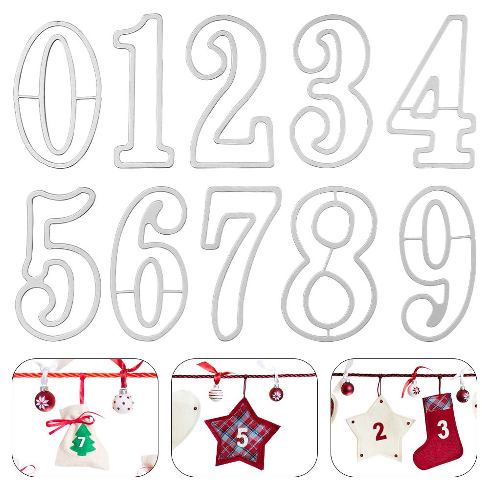 Cutting Dies Numbers, Metal Cutting Stencil Number, Embossing Die Cuts Number for DIY Invitation Cards, Scrapbooking Album, Paper Cards （Silver）