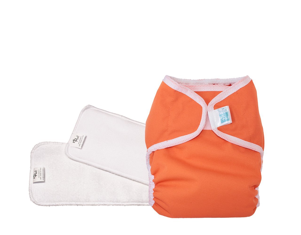 PSS! All-in-Two Washable eco-Friendly Cloth Diapers - Kit with 2 Removable Absorbent Cloth Diapers and 1 red Cover | 2-9 kg | Made in Italy
