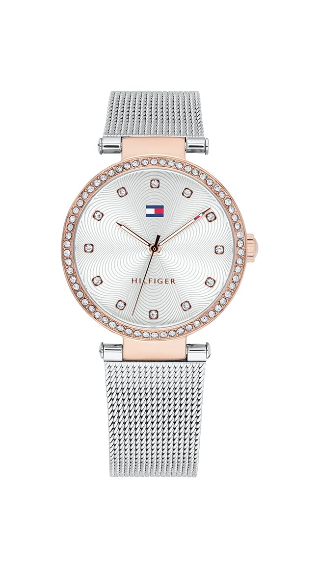 Tommy Hilfiger Analogue Quartz Watch for Women with Silver Stainless Steel Mesh Bracelet - 1782506
