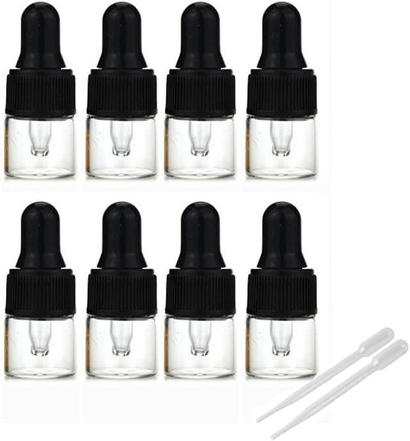 Clear Glass Dropper Bottles With 3ml Transfer Pipettes 30 Packs 1ml/2ml/3ml Essential Oil Dropper Vials Mini Empty Perfume Sample Dropper Glass Bottles (1ml)