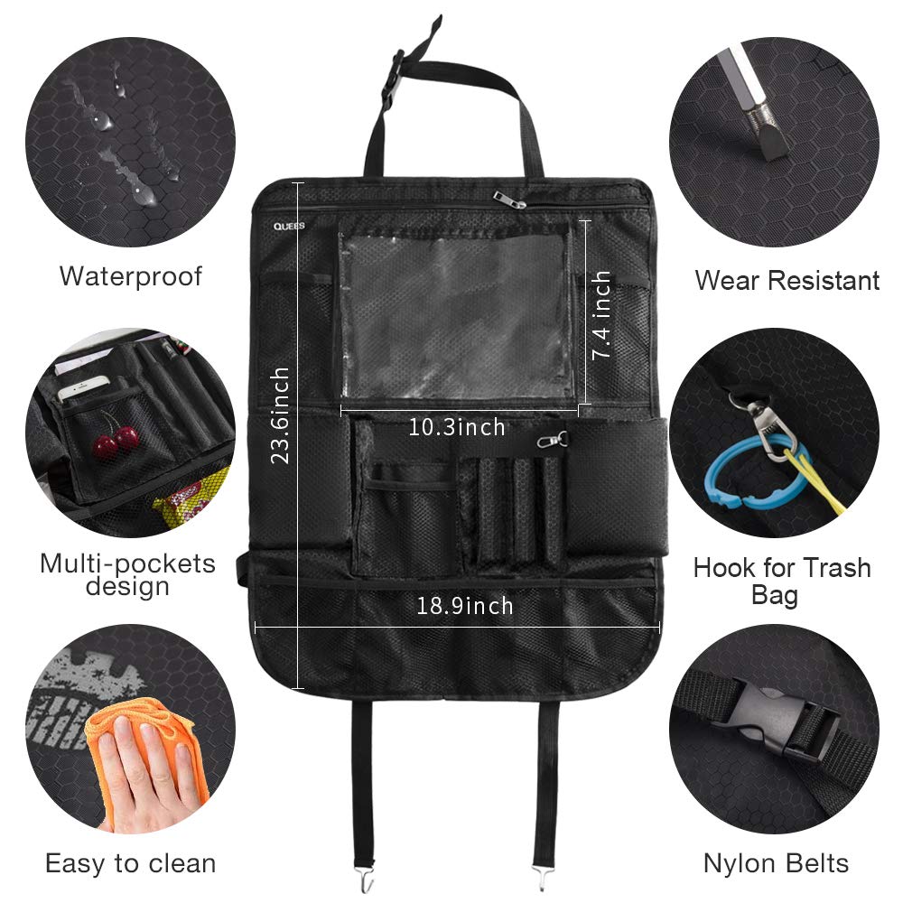 QUEES Backseat Car Organizer Seat Back Storage with Clear 10\