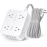 Surge Protector Power Strip - Extension Cord with 8 Widely Outlets 4 USB Ports, 3 Side Multi Plug Outlet Extender, Flat Plug,
