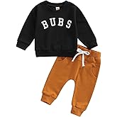 wdehow Toddler Baby Boy 2Pcs Outfits Letters Print Pullover Tops + Drawstring Pants Set Fall Winter Clothes