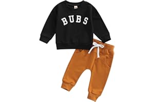 wdehow Toddler Baby Boy 2Pcs Outfits Letters Print Pullover Tops + Drawstring Pants Set Fall Winter Clothes