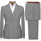 Men's 2 Piece Suit with Metal Clasp Slim Fit Suit Stylish Business & Casual Tuxedo Suit