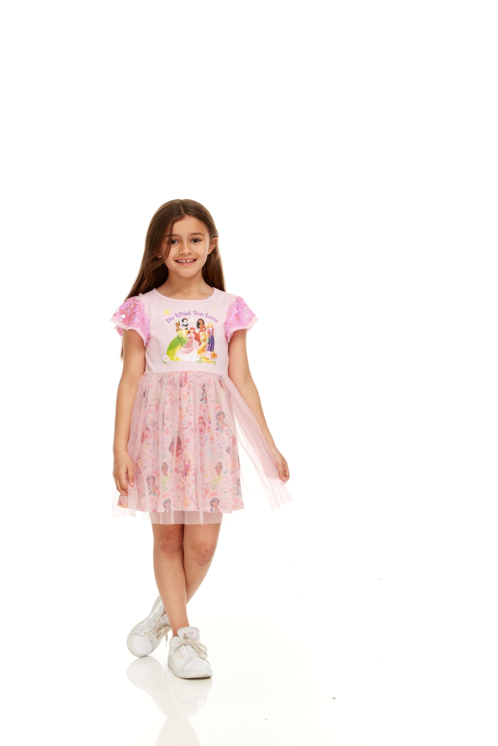 Photo 1 of Disney Little Princess Sequin Sleeve Tulle Dress-Girls Sizes 2-6X, Pink(01)