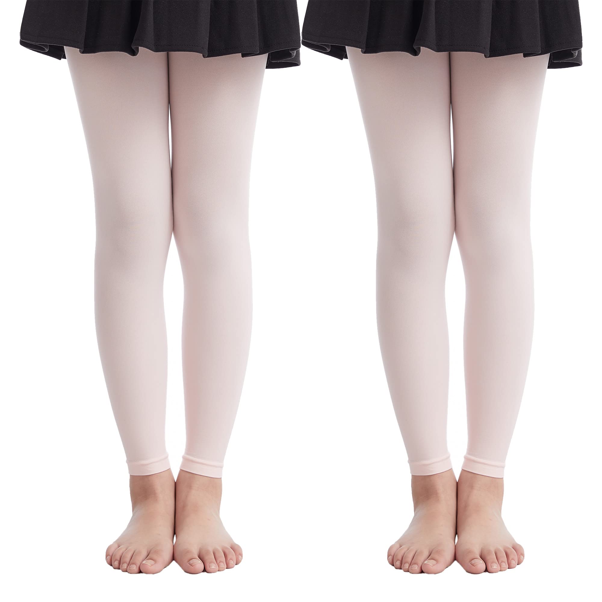 Photo 1 of ** 2 PACK**Frola Girls' Opaque Footless Tights Ultra Soft Solid Colored Dance Tights Age 4-13(2-4,2Pairs Pink)