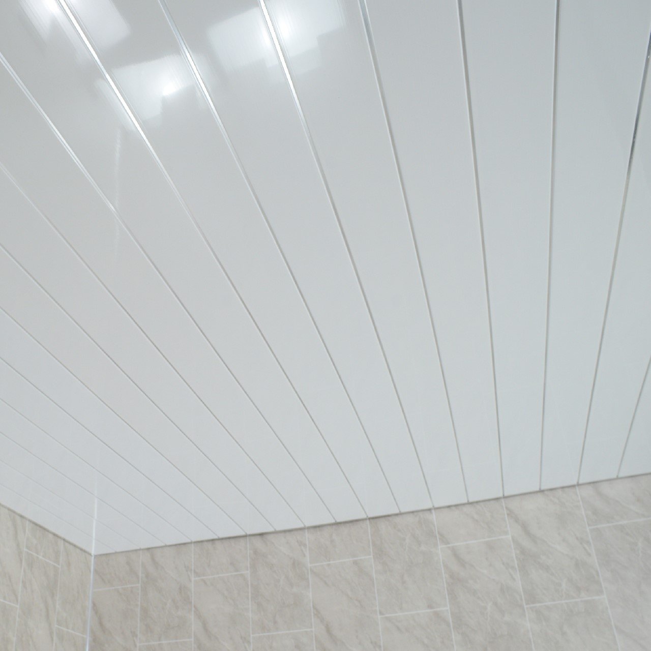 Claddtech White Chrome Ceiling Panels Splashbacks Bathroom Wall
