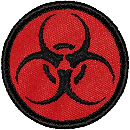 Retro Red and Black Biohazard Symbol Patrol Patch - 2