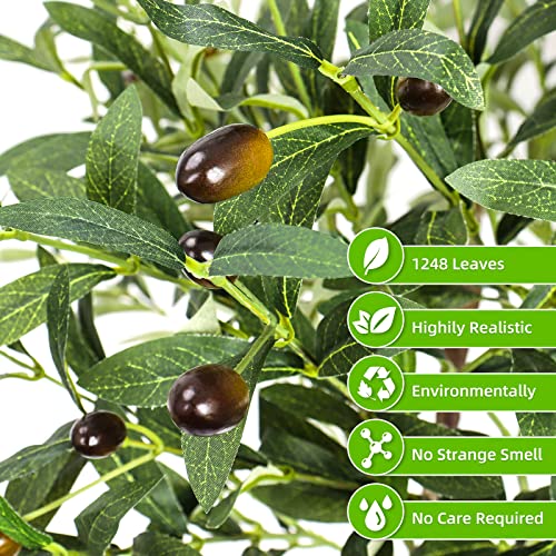 Artificial Olive Tree, 6ft Faux Olive Tree Plant With Woven Planter And