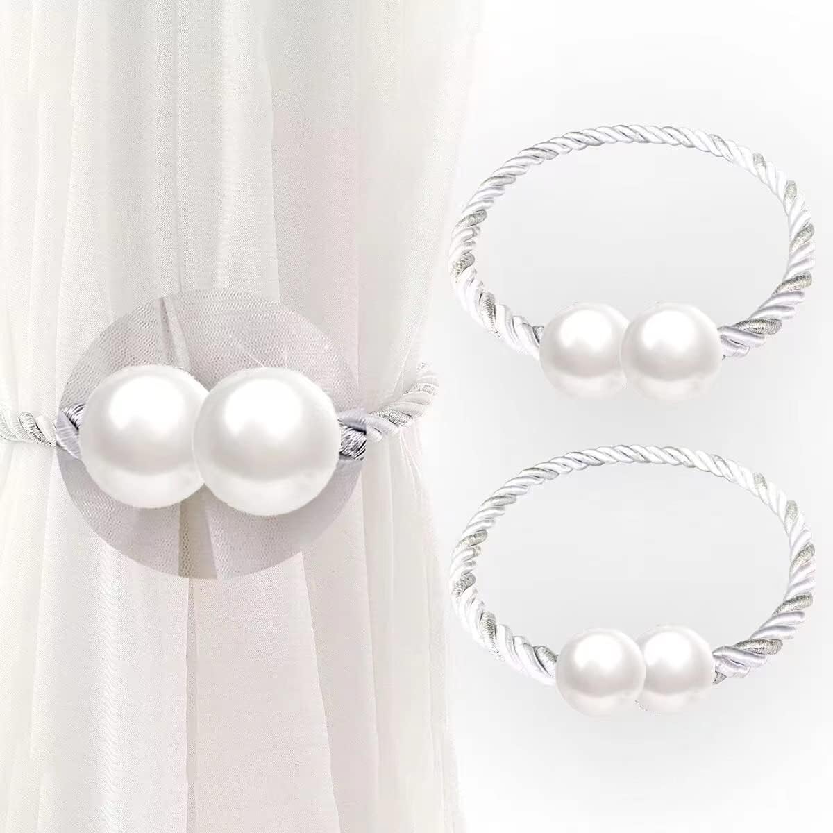 Window Treatment Hardware - 2 Pack Magnetic Curtain Tiebacks Convenient Drape Tie Backs Weave Holder for Window Draperies Hold Curtains Drape Ties Backs 16 inch Holdback