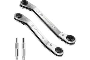 DURATECH HVAC Service Wrench Set, Refrigeration Wrench, 3/16", 1/4", 5/16", 3/8", for Air Conditioning & Refrigeration Equipment, with Hex Bit Adapter