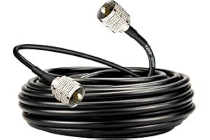 Boobrie 32.8ft UHF Male to Male Coaxial Cable UHF PL259 to PL259 Low Loss LMR200 Equivalent, 50 Ohm CB/Ham Radio Antenna Cable, Better Than RG58 for VHF/UHF, SWR Meter, Amateur Radio