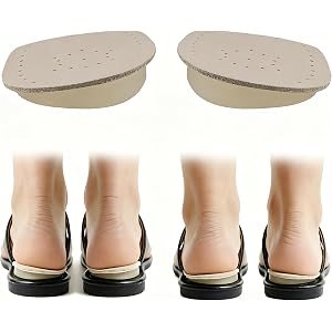 Cowhide Supination & Over Pronation Correction Heel Insoles, Self-Adhesive Heel Wedge Inserts for Foot Alignment, Knee Pain &