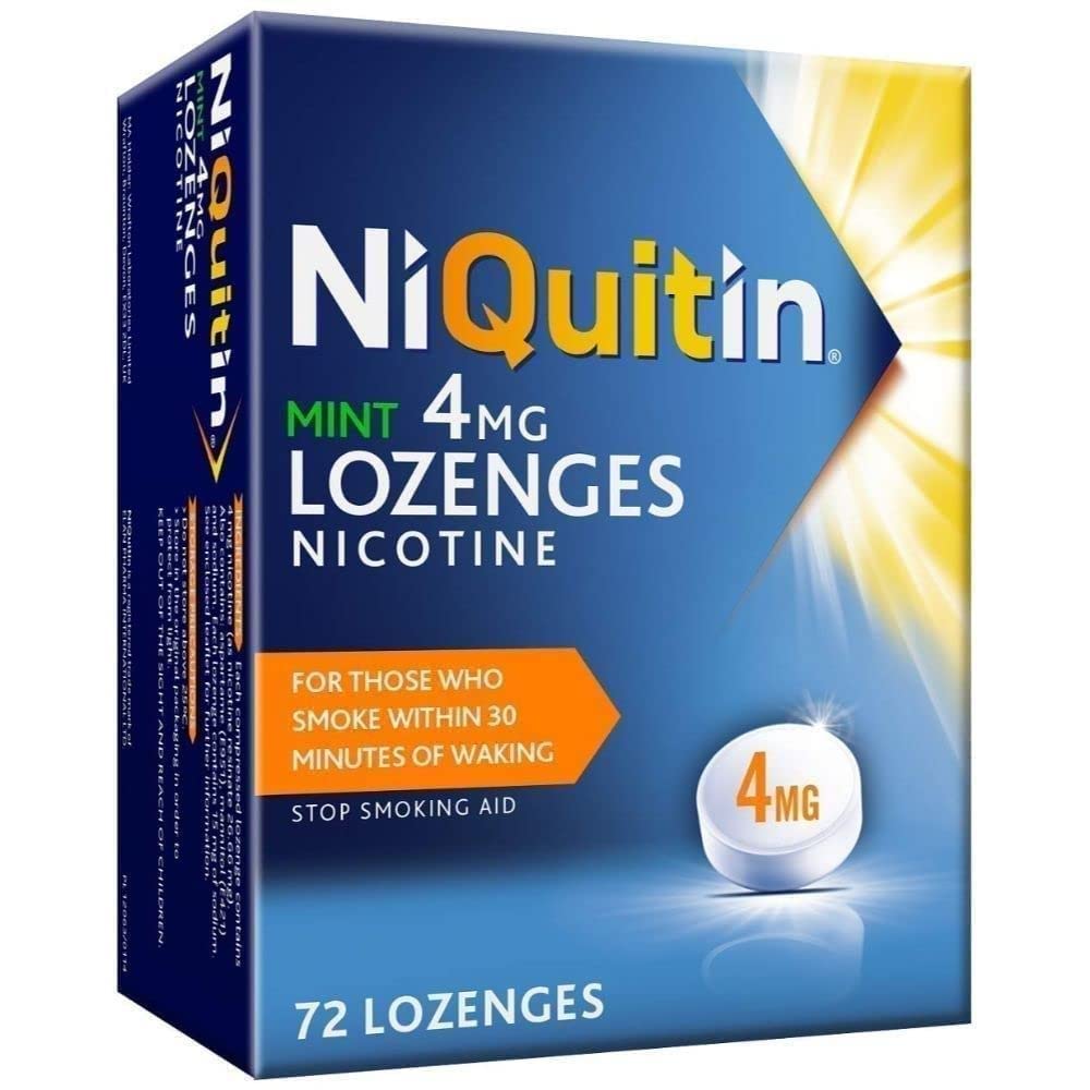 NiQuitin 4mg Nicotine Lozenges - Mint Flavour (72 Mint Nicotine Lozenges) - Fast, Effective Craving Relief - Stop Smoking Aids for Taking at Home Or On The Go - for Help Quitting Or Reducing Smoking