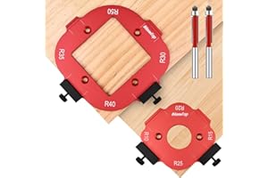 IMeanTop Router Corner Radius Template with 2 Trim Bit Aluminum Alloy Radius Jig Router Templates for Woodworking Router Corner Jig R10/R15/R20/R25/R30/R35/R40/R50 Use with Router Table