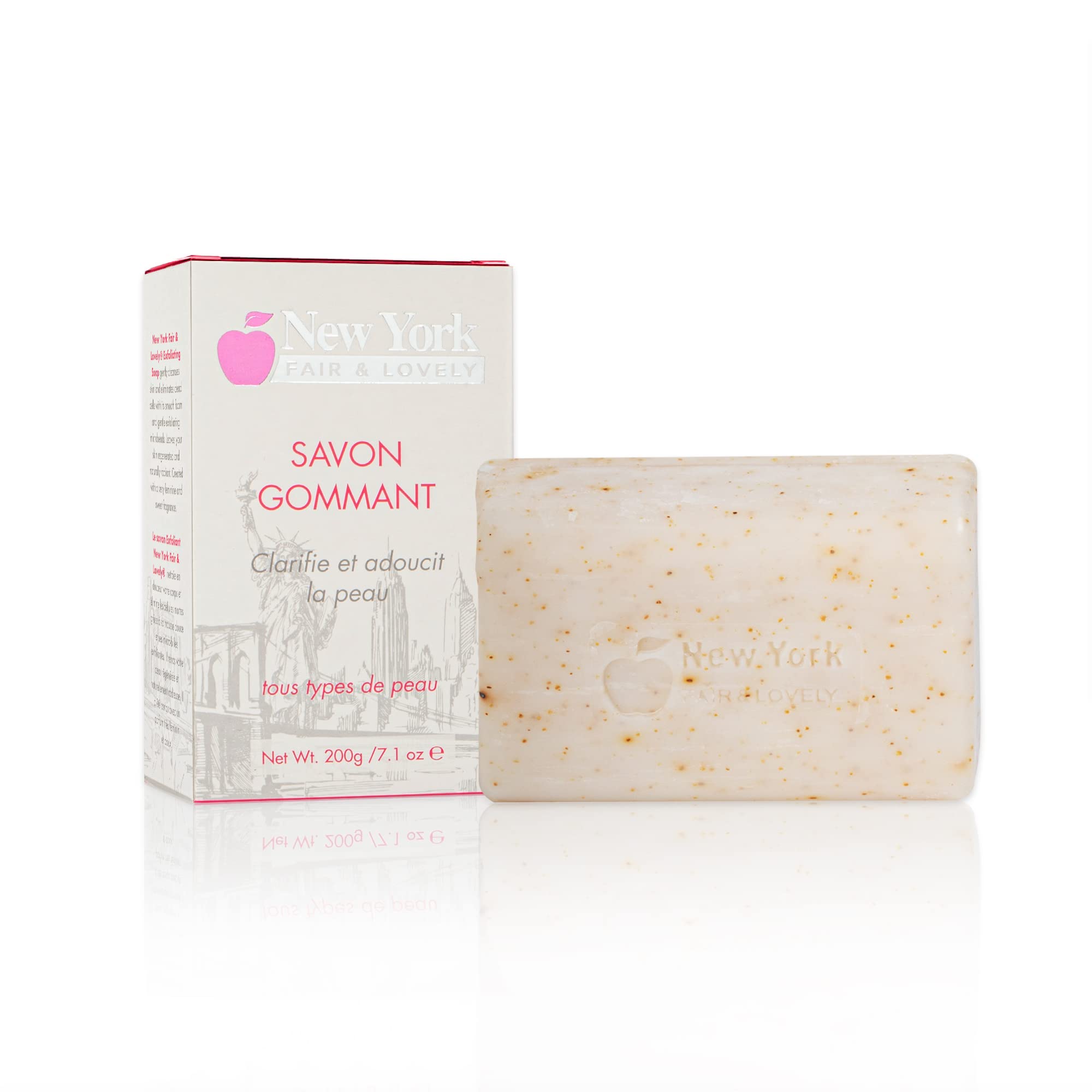 New York Fair and Lovely Exfoliating Soap | 200g / 7 oz | Moisturiser Bar, Natural Skin, Brightening for Face & Body, with Shea Butter, Coconut Oil and Apricot