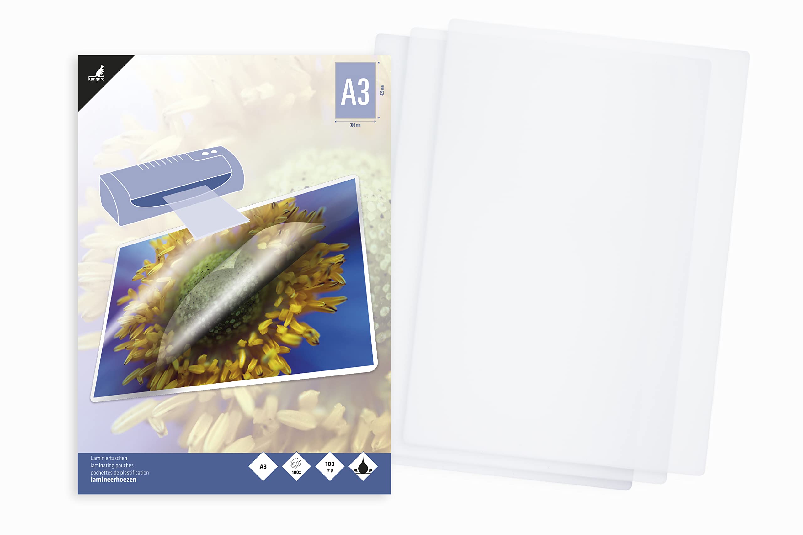 Kangaro Laminating Film A3 303 x 426 mm 100 Micron 100 Sheets