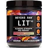 BEYOND RAW GNC LIT V2 Pre Workout Powder, Strawberry Lemonade, 30 Servings | Delivers Caffeine, Beta-Alanine, Creatine Monohydrate, and L-Citrulline to Support Energy, Muscle Pumps, and Hydration