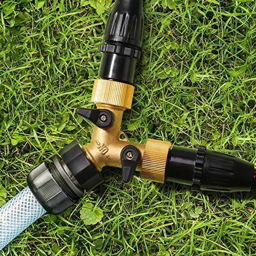 Garden Hose Splitter 2 Way Y Valve Metal Water Splitter Hose Connector,Solid Brass Hose