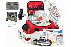 Scherber Fully-Stocked First Responder Bag | Professional EMT/EMS Trauma & Bleeding Medical Kit | HSA/FSA Approved | CAT Tourniquet, HyFin Chest Seal, Israeli Bandage & 250+ First Aid Supplies (Red)
