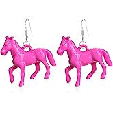 QIAOLEHUI Funny Race Horse Drop Dangle Earrings for Women Western Cute Horse Dangling Earrings Jewelry