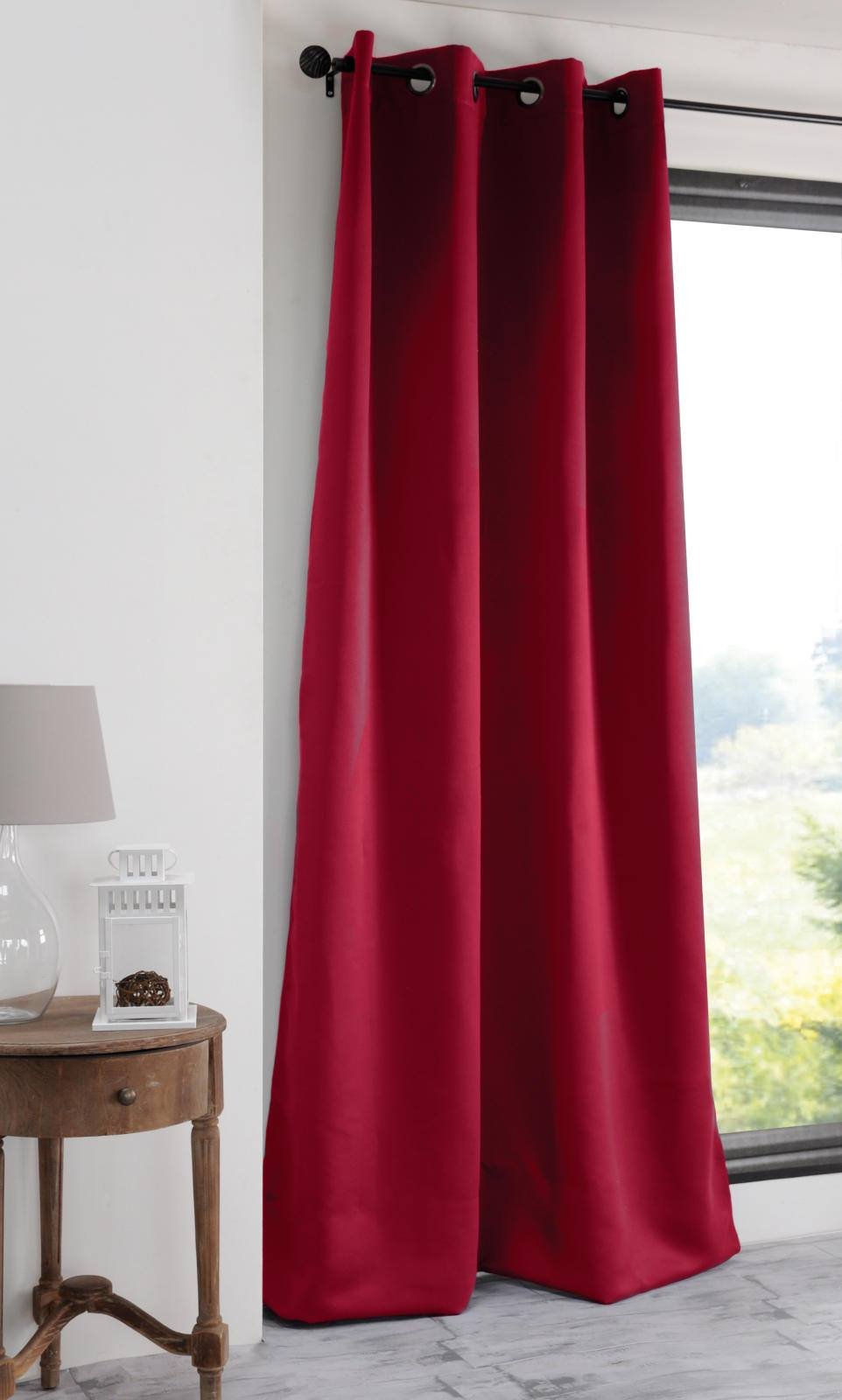 LOVELY CASA Notte Blackout Curtain Polyester, polyester, red, 250x135 cm